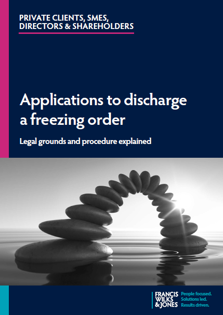 Cover of Applications to discharge a freezing order tip booklet