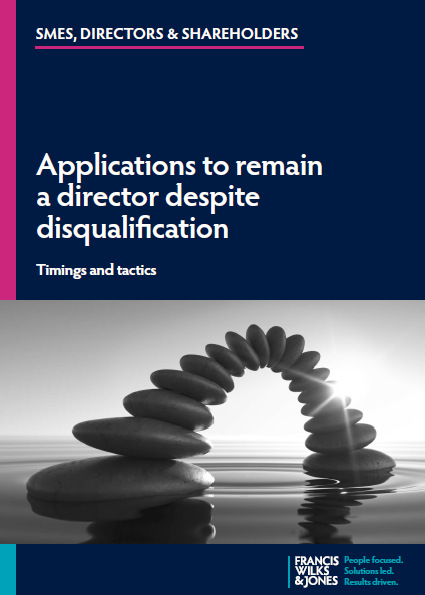 Cover of Applications to remain a director despite disqualification tip booklet