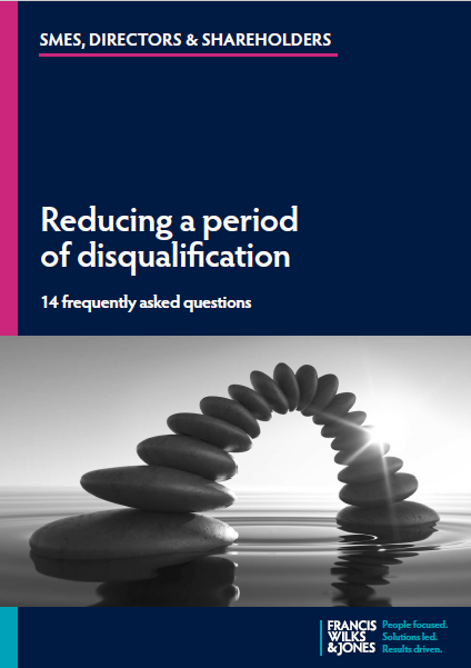 Cover of Reducing a period of disqualification 14 FAQs Answered tip booklet