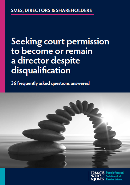 Cover of Seeking court permission to become or remain a director despite disqualification tip booklet